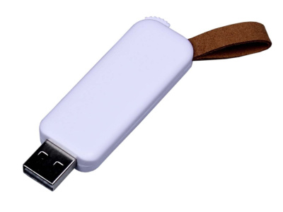 USB-флешка промо на 32 Гб прямоугольной формы, выдвижной механизм, белый , размер 32ГБ
