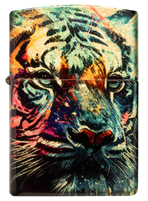 Зажигалка ZIPPO Painted Tiger Design с покрытием 540 Tumbled Brass, латунь/сталь, разноцветная, 38x13x57 мм