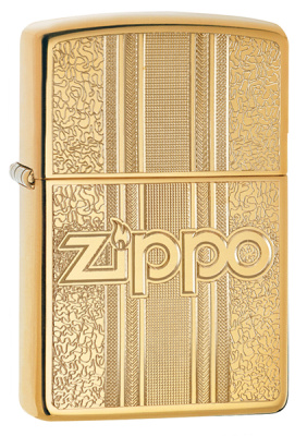 Зажигалка ZIPPO Графический узор с покрытием Глянцевая латунь | Pattern Design High Polish Brass, латунь/сталь, золотистая, 38x13x57 мм