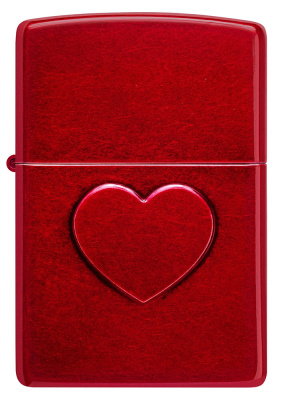 Зажигалка ZIPPO Оттиск сердца с покрытием Красное карамелизированное яблоко | Stamped Heart Candy Apple Red™,латунь/сталь,красная,глянцевая,38x13x57мм