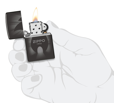 Зажигалка ZIPPO Radiant с покрытием High Polish Black, латунь/сталь, черная, глянцевая, 38x13x57 мм