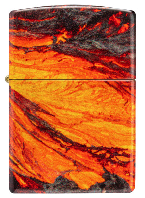 Зажигалка ZIPPO Поток лавы с покрытием Искусственно состаренная латунь на 540 | Lava Flow 540 Tumbled Brass, латунь/сталь, оранжевая, 38x13x57 мм