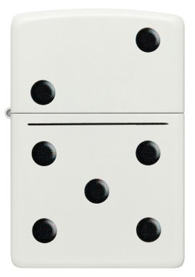 Зажигалка ZIPPO Домино с белым матовым покрытием | Domino Design White Matte, латунь/сталь, белая, матовая, 38x13x57 мм