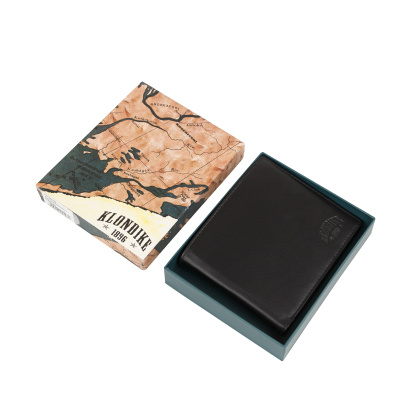 Бумажник KLONDIKE 1896 коллекция «ПРИИСК | CLAIM»,натуральная кожа в черном цвете, 12 х 2 х 10 см