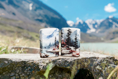 Зажигалка ZIPPO Frozen Valley с покрытием 540 Matte, латунь/сталь, разноцветная, матовая, 38x13x57 мм