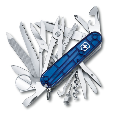 Нож перочинный VICTORINOX Swiss Champ, 91 мм, 33 функции, полупрозрачный синий
