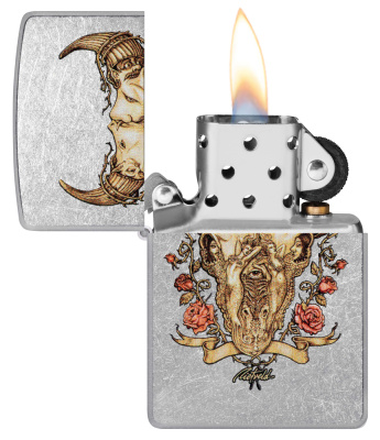 Зажигалка ZIPPO Рик Ритвельд с покрытием поцарапанный хром | Rick Rietveld Street Chrome, латунь/сталь, серебристая, 38x13x57 мм