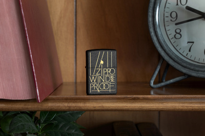 Зажигалка ZIPPO Искусство линий с черным покрытием с кракелюром | Line Art Black Crackle™, латунь/сталь, чёрная, матовая, 38x13x57 мм