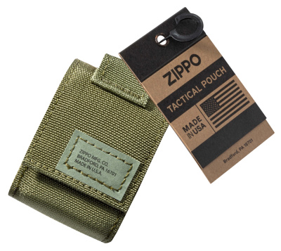 Чехол ZIPPO для широкой зажигалки,нейлон,с нейлоновым фиксатором на ремень, зеленый