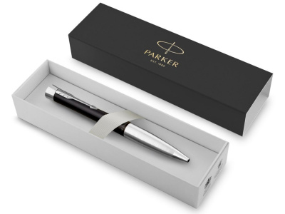 Ручка шариковая Parker модель Urban Muted Black CT в футляре, черный/серебристый