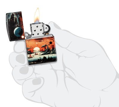Зажигалка ZIPPO Galactic Landscape Design с покрытием 540 Matte, латунь/сталь, разноцветная, матовая, 38x13x57 мм