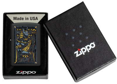 Зажигалка ZIPPO Бог Анубис с черным матовым покрытием | Anubis Black Matte, латунь/сталь, черная, 38x13x57 мм