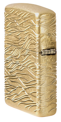 Зажигалка ZIPPO Armor® Luxury Waves Design с покрытием Tumbled Brass, латунь/сталь, золотистая, матовая, 38x13x57 мм
