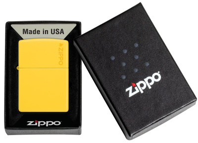 Зажигалка ZIPPO Логотип с покрытием цвета подсолнуха | Logo Sunflower, латунь/сталь, желтая, глянцевая, 38x13x57 мм