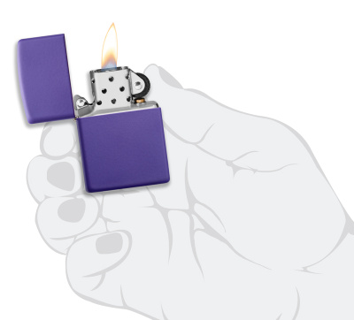Зажигалка ZIPPO классическая с фиолетовым матовым покрытием | Classic Purple Matte, латунь/сталь, фиолетовая, матовая, 38x13x57 мм