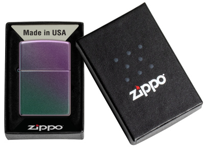 Зажигалка ZIPPO классическая с зелено-фиолетовым покрытием | Classic Iridescent, латунь/сталь, фиолетовая, матовая, 38x13x57 мм