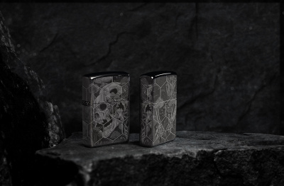 Зажигалка ZIPPO Грибы и черепа с черным глянцевым покрытием | Mushroom Skulls High Polish Black, латунь/сталь, черная, глянцевая, 38x13x57 мм