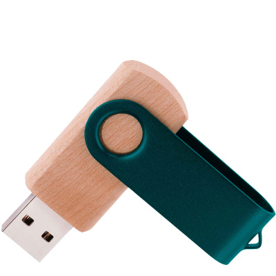 Флешка TWIST WOOD COLOR Светлое дерево с зеленым 4014.31.02.32ГБ3.0