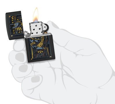 Зажигалка ZIPPO Бог Анубис с черным матовым покрытием | Anubis Black Matte, латунь/сталь, черная, 38x13x57 мм