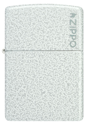 Зажигалка ZIPPO Логотип с ледяным покрытием | Logo Glacier, латунь/сталь, белая, матовая, 38x13x57 мм