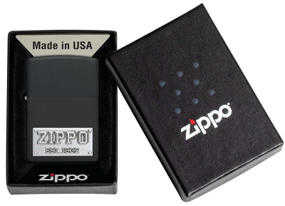 Зажигалка ZIPPO License Plate с покрытием Black Matte, латунь/сталь, черная, 38x13x57 мм