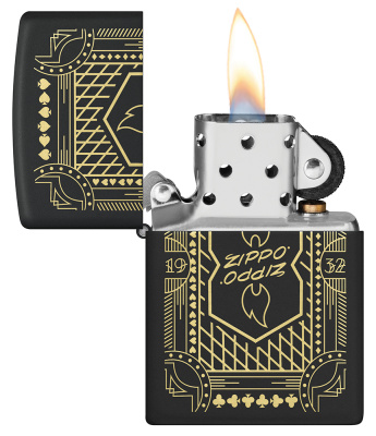 Зажигалка ZIPPO Линейный мотив с черным матовым покрытием | Lines Design Black Matte, латунь/сталь, черная, матовая, 38x13x57 мм