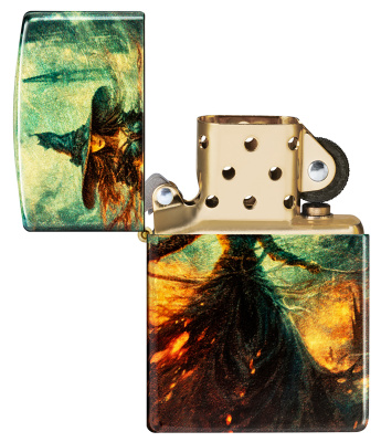 Зажигалка ZIPPO Огненная колдунья с покрытием Искусственно состаренная латунь | Fire Mage 540 Tumbled Brass, латунь/сталь, разноцветная, 38x13x57 мм