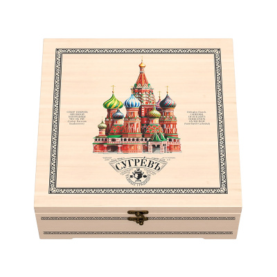Шкатулка Народы России: 7 купажей чая, матрешка ручной работы с мини-вареньем внутри