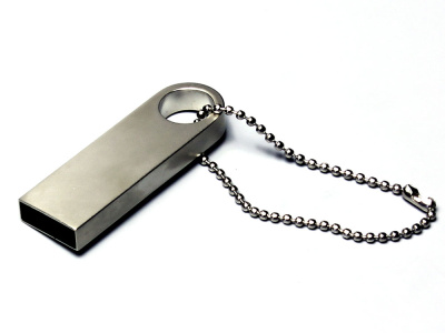USB 2.0-флешка на 512 Мбайт с мини чипом и круглым отверстием, серебристый , размер 512МБ