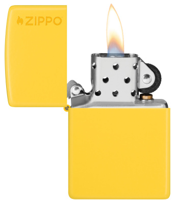 Зажигалка ZIPPO Логотип с покрытием цвета подсолнуха | Logo Sunflower, латунь/сталь, желтая, глянцевая, 38x13x57 мм