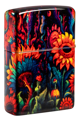 Зажигалка ZIPPO Spooky Sunflower с покрытием 540 Tumbled Brass, латунь/сталь, разноцветная, 38x13x57 мм