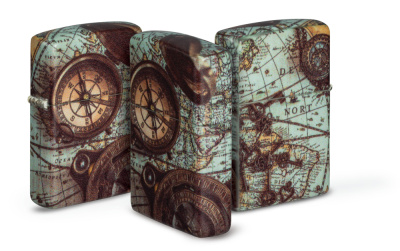 Зажигалка ZIPPO Compass Design с покрытием 540 Matte, латунь/сталь, разноцветная, 38x13x57 мм
