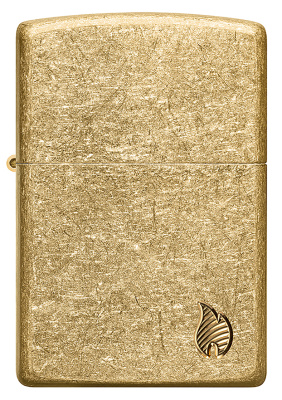 Зажигалка ZIPPO Armor® Flame c покрытием Tumbled Brass, латунь/сталь, золотистая, 38x13x57 мм