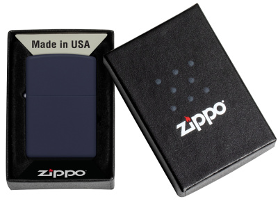 Зажигалка ZIPPO классическая с темно-синем матовым покрытием | Classic Navy Matte, латунь/сталь, синяя, матовая, 38x13x57 мм