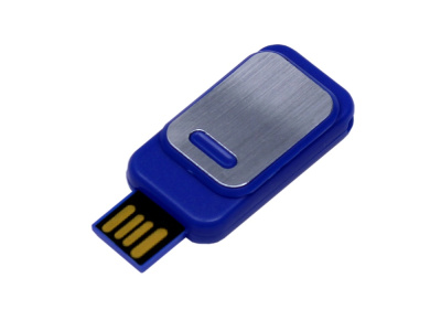 USB-флешка промо на 32 Гб прямоугольной формы, выдвижной механизм, синий , размер 32ГБ