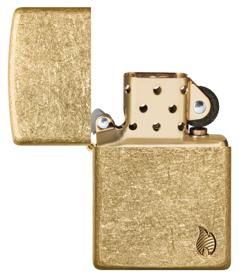 Зажигалка ZIPPO Armor® Flame c покрытием Tumbled Brass, латунь/сталь, золотистая, 38x13x57 мм