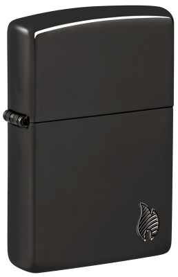 Зажигалка ZIPPO Armor® Пламя c глянцевым черным покрытием | Flame High Polish Black, латунь/сталь, черная, 38x13x57 мм