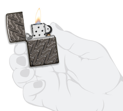Зажигалка ZIPPO Armor® Геометрический узор с глянцевым покрытием Черный лед | Geometric Weave High Polish Black Ice®, латунь/сталь, чёрная, 38x13x57 м