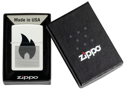 Зажигалка ZIPPO Пламя с градиентом с белым матовым покрытием | Flame Gradient Design White Matte, латунь/сталь, белая, матовая, 38x13x57 мм