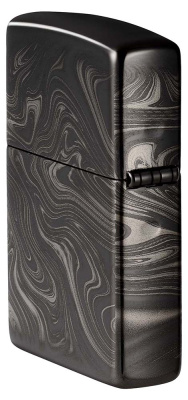 Зажигалка ZIPPO Marble Pattern с покрытием High Polish Black, латунь/сталь, чёрная, 38x13x57 мм
