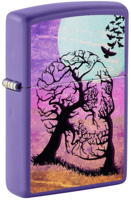 Зажигалка ZIPPO Деревья-черепа с фиолетовым матовым покрытием | Skull Tree Purple Matte, латунь/сталь, черная 38x13x57 мм