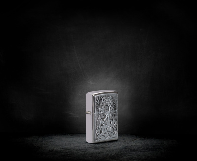 Зажигалка ZIPPO классическая с покрытием матовый хром | Classic Brushed Chrome, латунь/сталь, серебристая, 38x13x57 мм