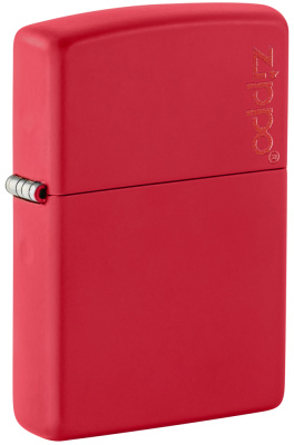 Зажигалка ZIPPO Логотип с красным матовым покрытием | Logo Red Matte, латунь/сталь, красная, матовая, 38x13x57 мм