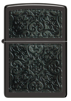 Зажигалка ZIPPO Pattern с покрытием High Polish Black, латунь/сталь, черная, глянцевая, 38x13x57 мм