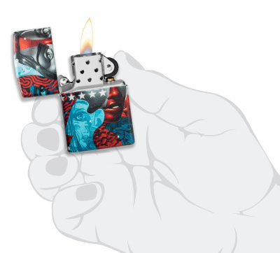 Зажигалка ZIPPO Тристан Итон с матовым покрытием на 540° | Tristan Eaton 540 Matte, латунь/сталь, разноцветная, 38x13x57 мм