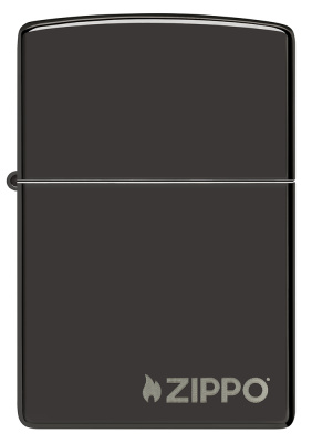 Зажигалка ZIPPO Classic с покрытием Ebony™, латунь/сталь, чёрная с логотипом, глянцевая, 38x13x57 мм