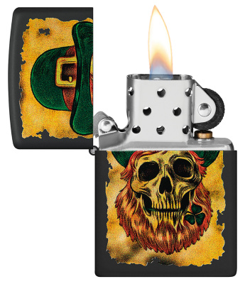 Зажигалка ZIPPO Lucky Map с покрытием Black Matte, латунь/сталь, черная, 38x13x57 мм