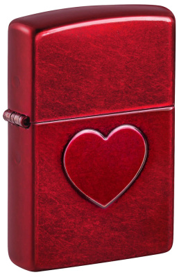 Зажигалка ZIPPO Оттиск сердца с покрытием Красное карамелизированное яблоко | Stamped Heart Candy Apple Red™,латунь/сталь,красная,глянцевая,38x13x57мм