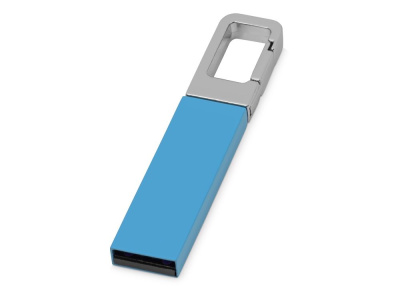 Флеш-карта USB 2.0 16 Gb с карабином Hook, голубой/серебристый , размер 16ГБ