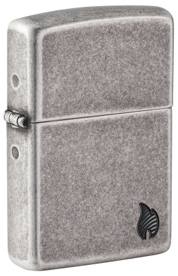 Зажигалка ZIPPO Armor® Пламя c античным серебристым покрытием | Flame Antique Silver, латунь/сталь, серебристая, 38x13x57 мм